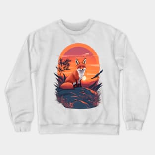 Sunset Fox: Graceful Wildlife Beneath the Setting Sun Crewneck Sweatshirt